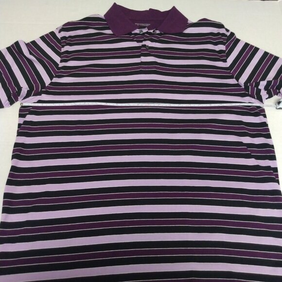 Roundtree & Yorke Button Down Shirt Mens Large Purple and black Short Sleeve - Picture 3 of 5